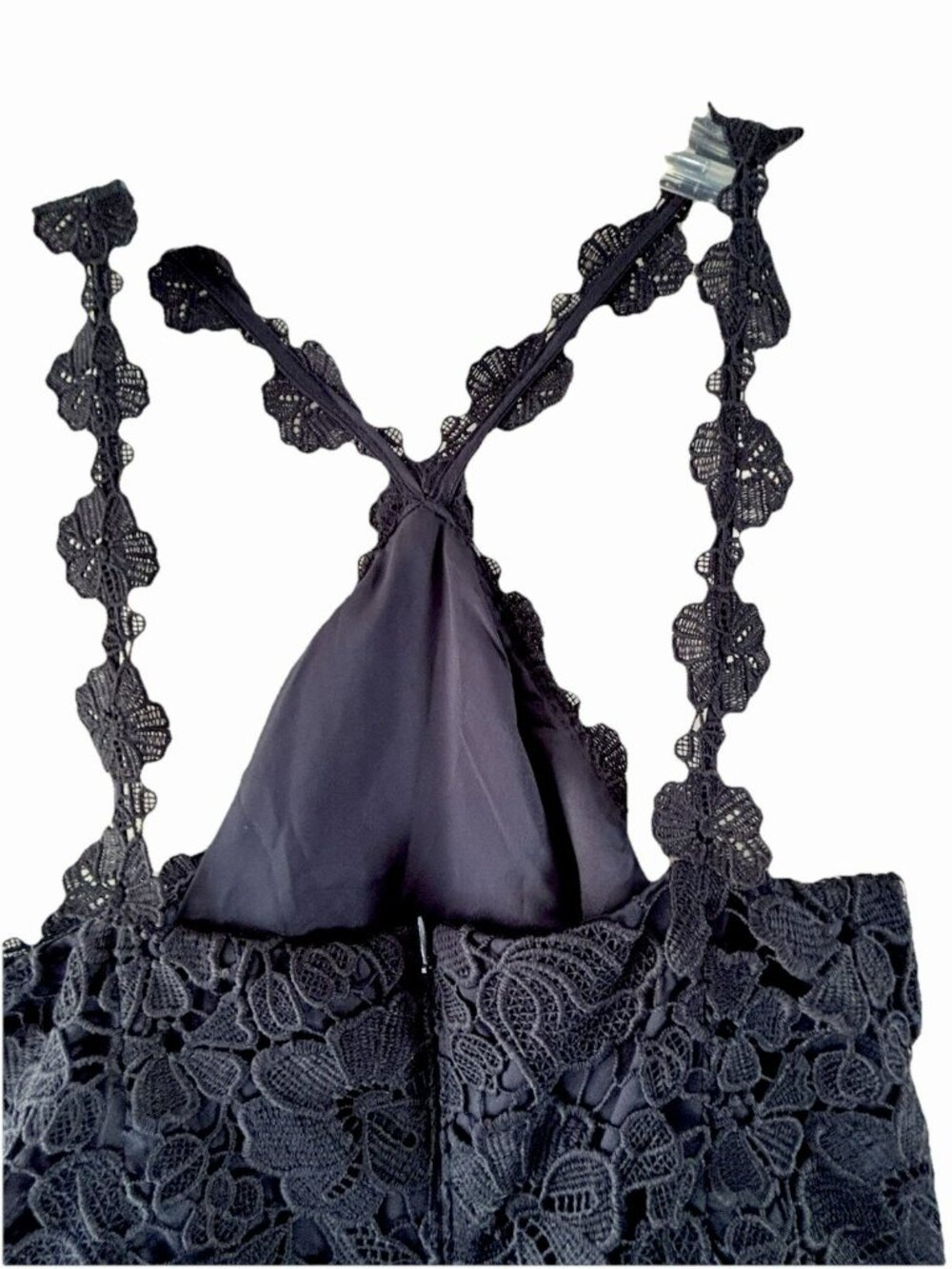 Eliza J Navy Lace Dress Size 10 Fit Flare Sleeveless Floral Cocktail Party NWT - Picture 2 of 16